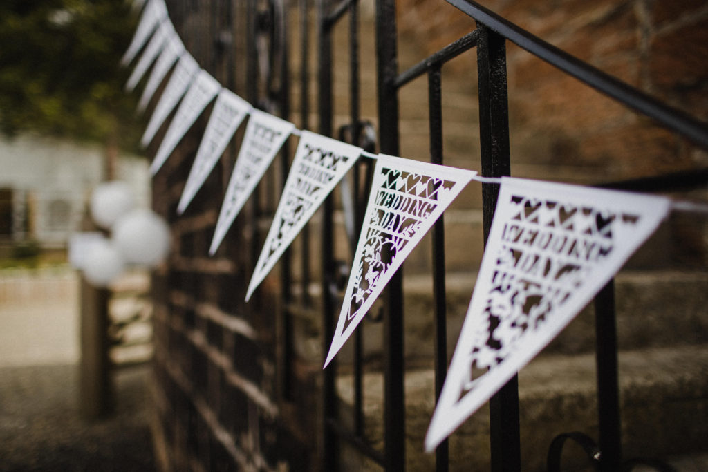 wedding bunting outside Boswell's Coach House Ayrshire
